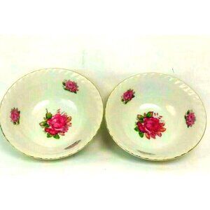 Two Vintage Japan Bowl Floral Fine China Betsons Kitchen Pink Rose Room Decor